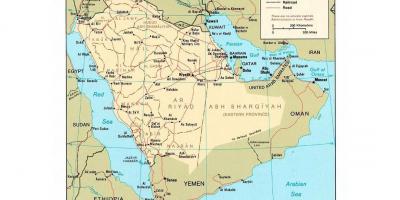 Саудиска Арабија мапата со главните градови