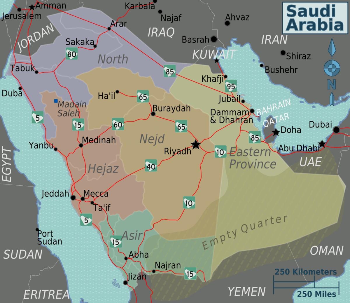 KSA карта со градови