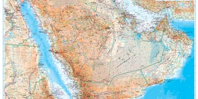 Карта на Саудиска Арабија топографски